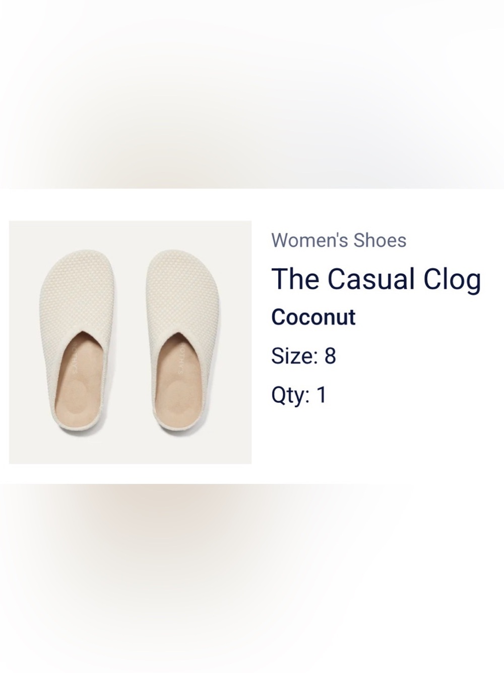 Rothy’s Casual Clog - Coconut Women's Slip-On 8